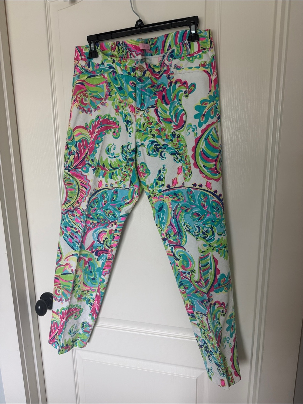 Lilly Pulitzer White Multicolor Paisley Skinny Pants